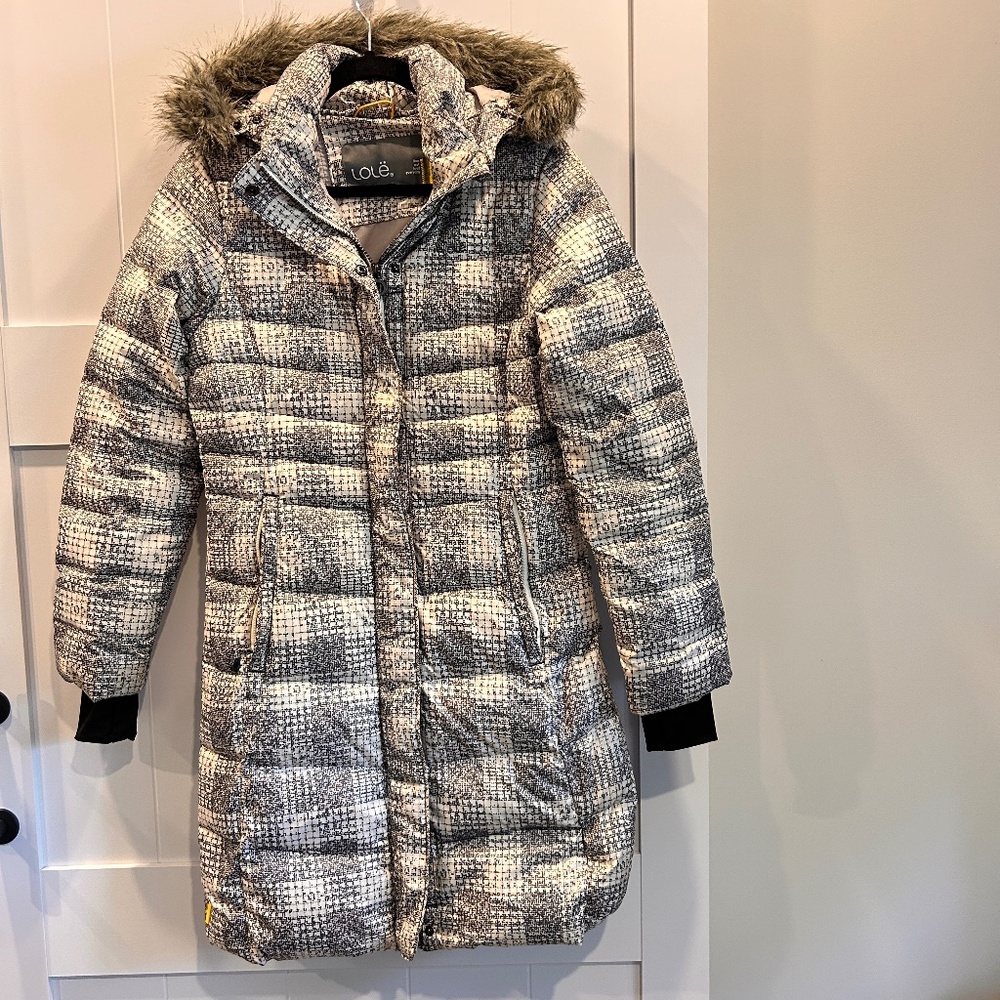 Lole Women's Grey and Beige Duck Down Puffer Jacket